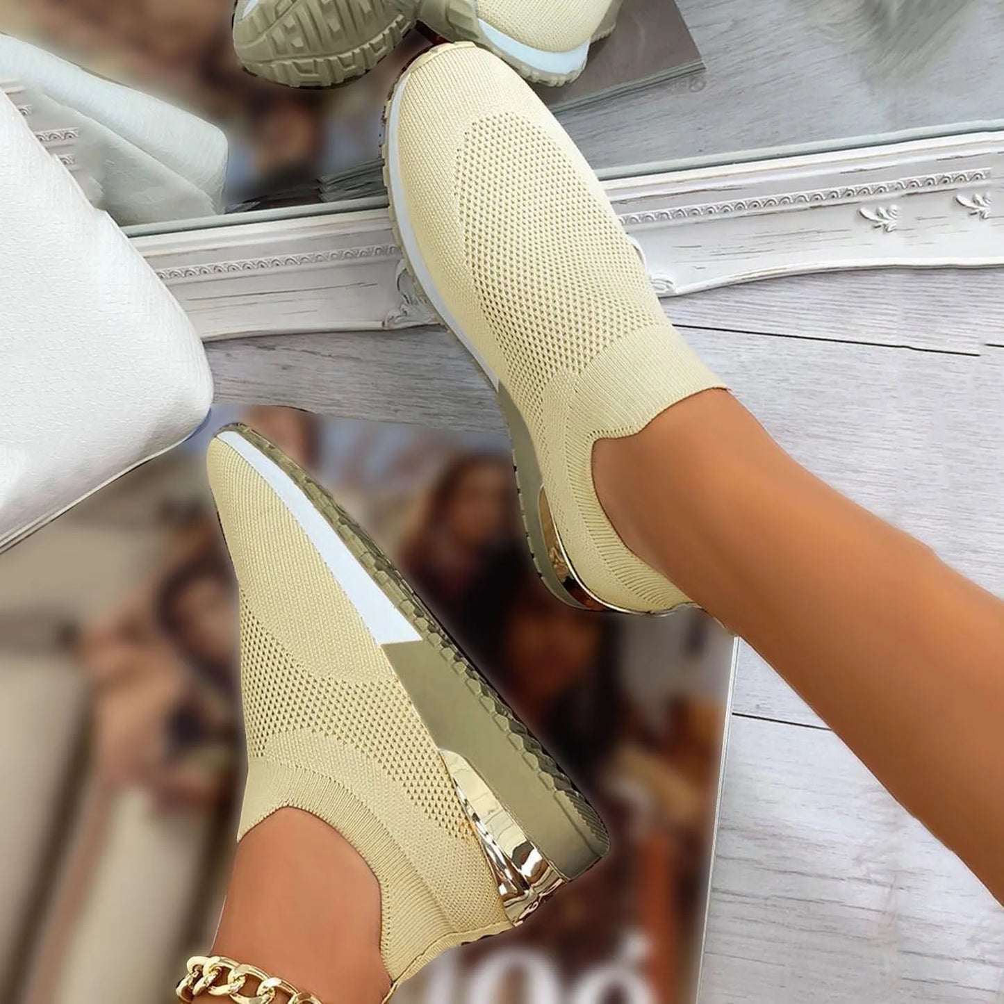Zapatos deportivos lisos de Color para correr para mujer, zapatos de malla transpirables para exteriores, zapatillas de deporte anchas con amortiguación máxima para trabajo para mujer