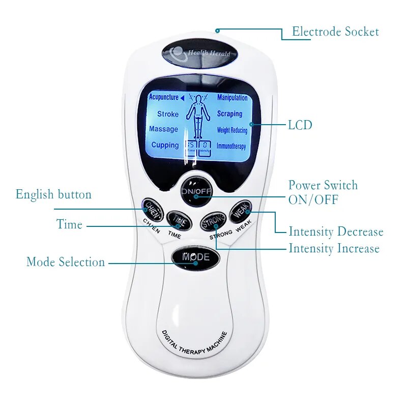 Masajeador TENS EMS, estimulación muscular electrónica, 8 modos, estimulador nervioso Personal, máquina de terapia de electroestimulación, alivio del dolor