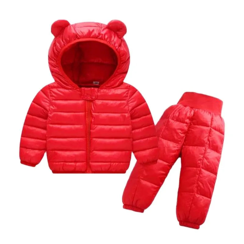 Conjuntos de ropa para niños, chaquetas con capucha de oso , cálido, pantalones, traje de nieve para bebés y niños, abrigos, traje de esquí, invierno 2023