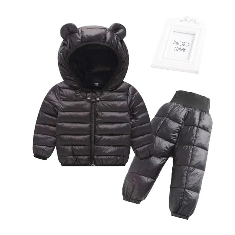 Conjuntos de ropa para niños, chaquetas con capucha de oso , cálido, pantalones, traje de nieve para bebés y niños, abrigos, traje de esquí, invierno 2023