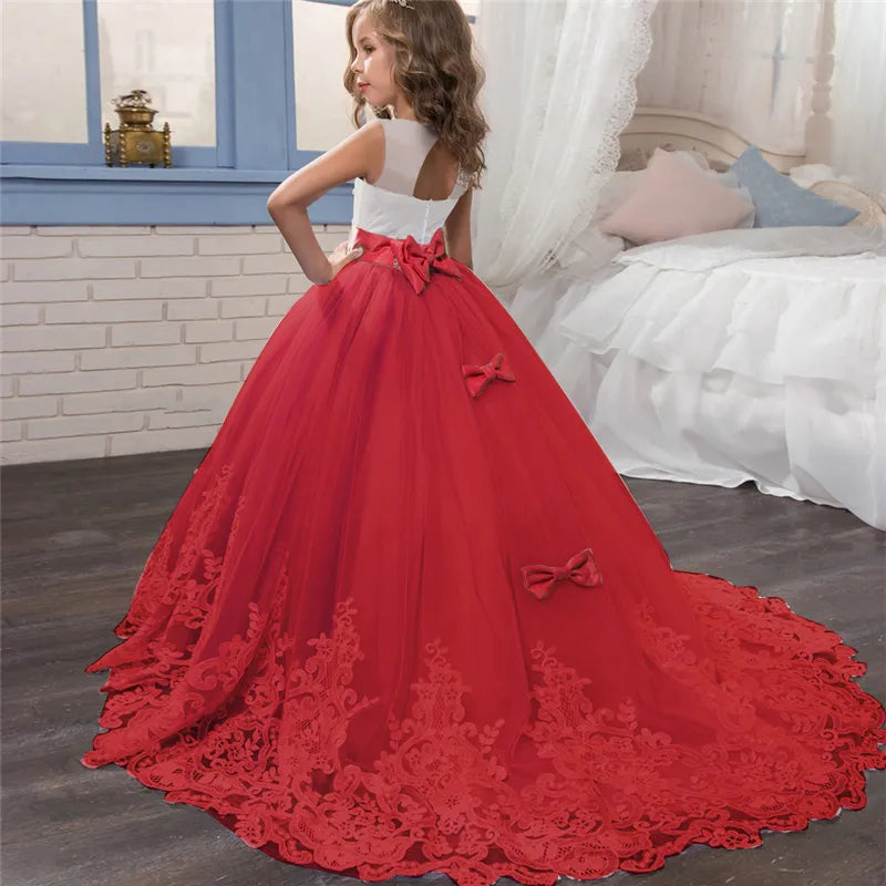 Vestidos de cumpleaños para niñas, vestido de fiesta de princesas, vestido de boda elegante con flores, Vestidos para 6-14 años, vestido de Navidad