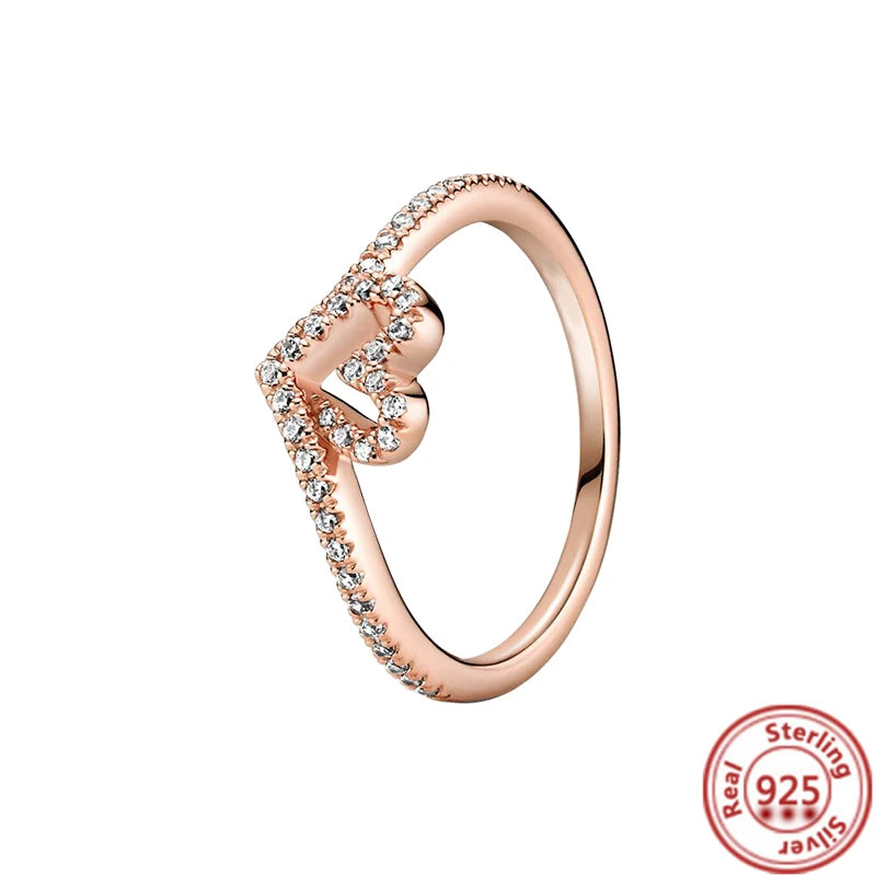 Recién llegado, anillo de serie de oro rosa, anillos de flores con corona de hojas de pavé de circón para mujer, dijes originales, joyería de marca, regalo DIY al por mayor