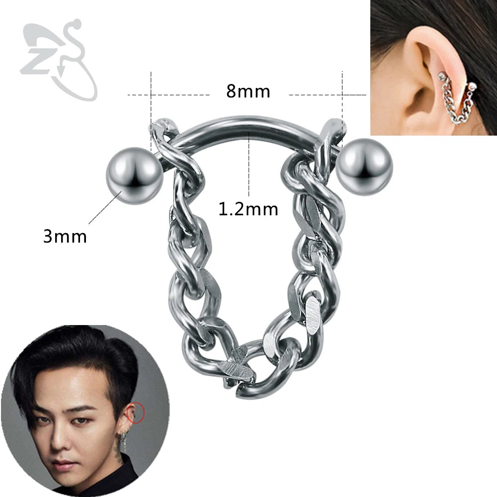 Pendientes de moda para hombre,chico-a y mujer, joyería coreana de acero inoxidable, pendiente de cadena, joyería Unisex, bisutería bigbang kpop g-dragon GD