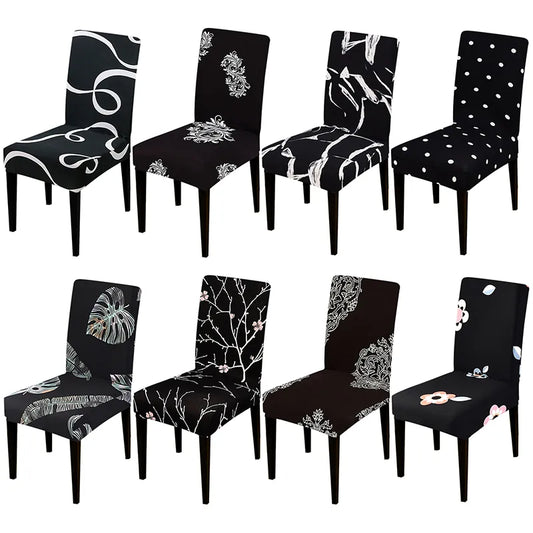 Funda para silla de Color negro etc...., fundas universales elásticas para asientos de comedor, fundas para sillas estampadas para cocina, sala de estar, decoración del hogar de Papá Noel