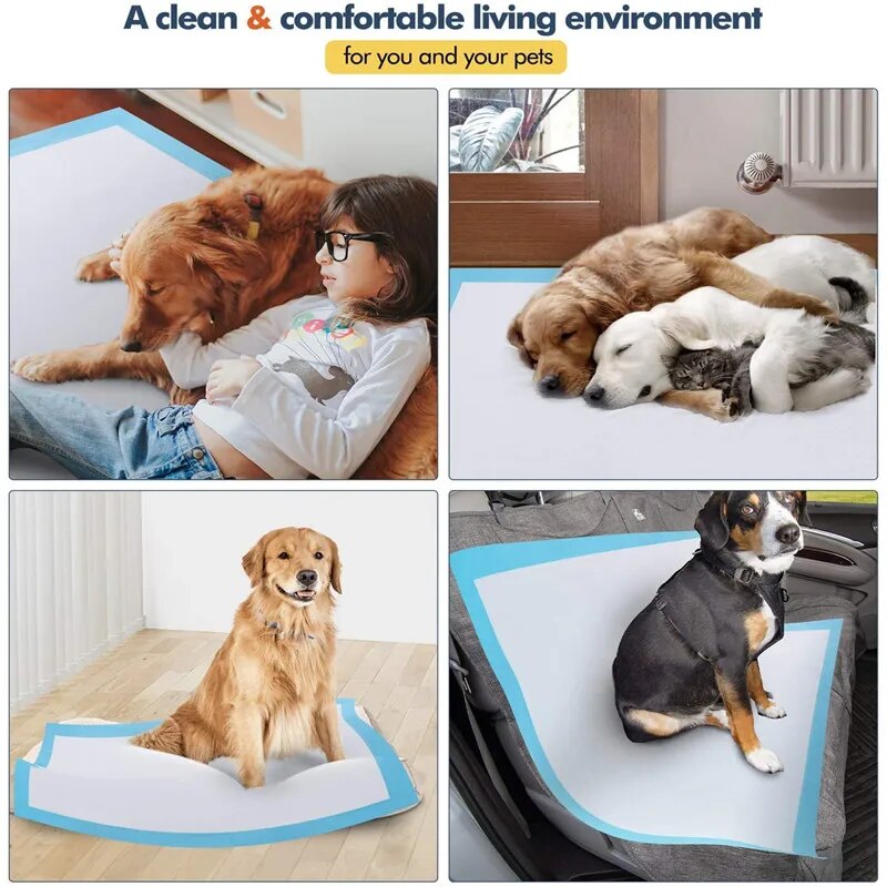 Pañales desechables superabsorbentes para mascotas, alfombrilla para pañales, almohadillas para adiestramiento de cachorros, perros y gatos, inodoro absorbente antideslizante suave a prueba de fugas