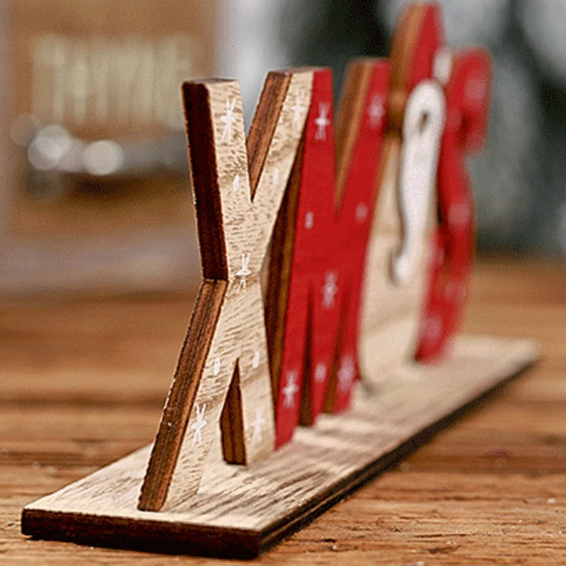 Decoración navideña para el hogar, adornos de Papá Noel con letras de madera, decoración de mesa de cena para el hogar, Navidad, Año Nuevo