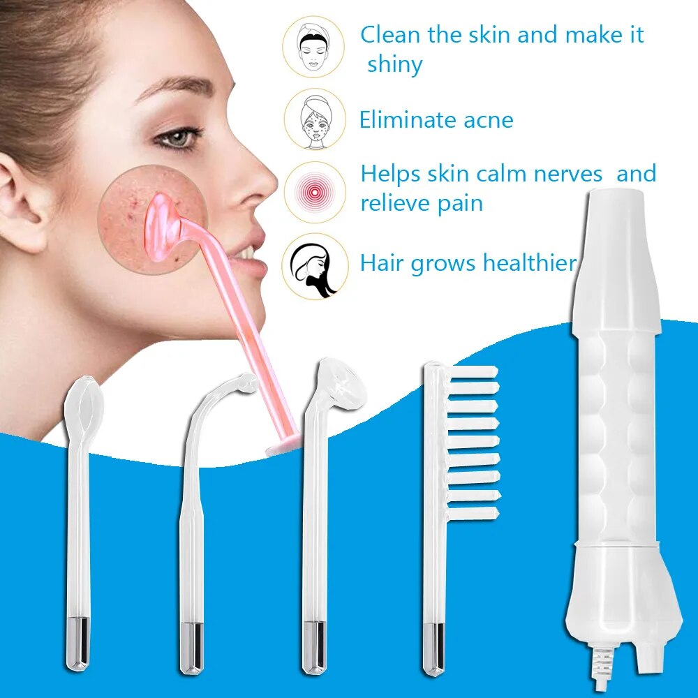 Máquina facial de alta frecuencia portátil de la vara del cuidado de la piel del electrodo de cuatro tubos para el tratamiento del acné