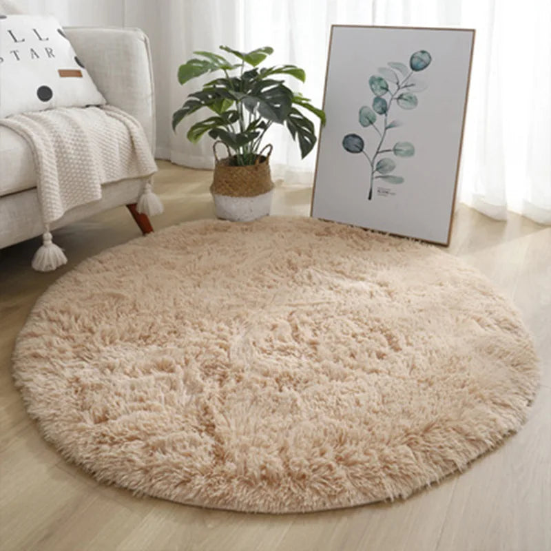 Alfombra redonda de felpa, alfombras blancas esponjosas para sala de estar, decoración suave para el hogar, dormitorio, habitación de niños, salón, alfombra de pelo grueso