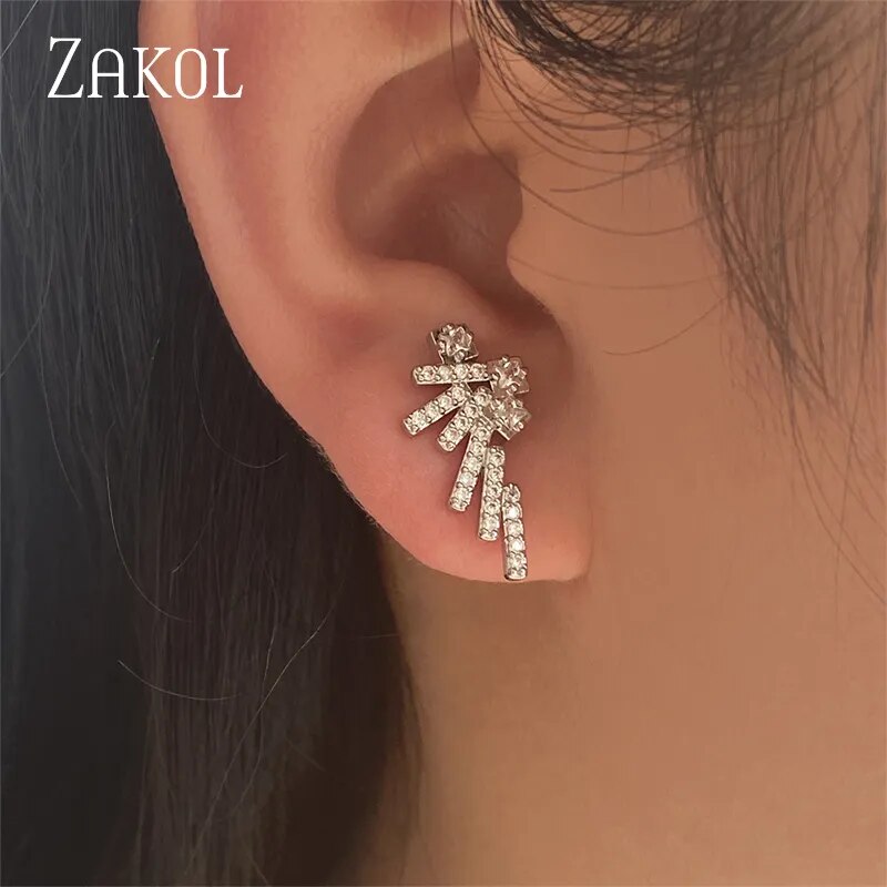 ZAKOL-pendientes de circonia cúbica a la moda para mujer, joyería nupcial exquisita para boda, pendientes modernos para mujer 2023