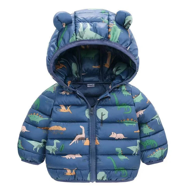 Ropa de invierno para bebés de 1 a 5 años, chaquetas de algodón para niños, abrigos con capucha de dibujos animados, prendas de vestir exteriores para niños, ropa para niños pequeños