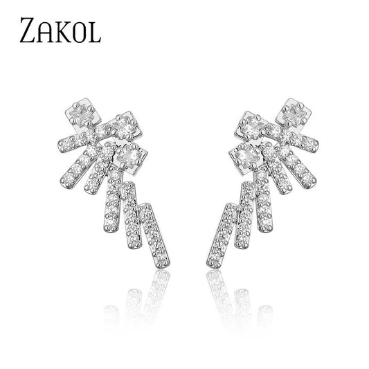 ZAKOL-pendientes de circonia cúbica a la moda para mujer, joyería nupcial exquisita para boda, pendientes modernos para mujer 2023