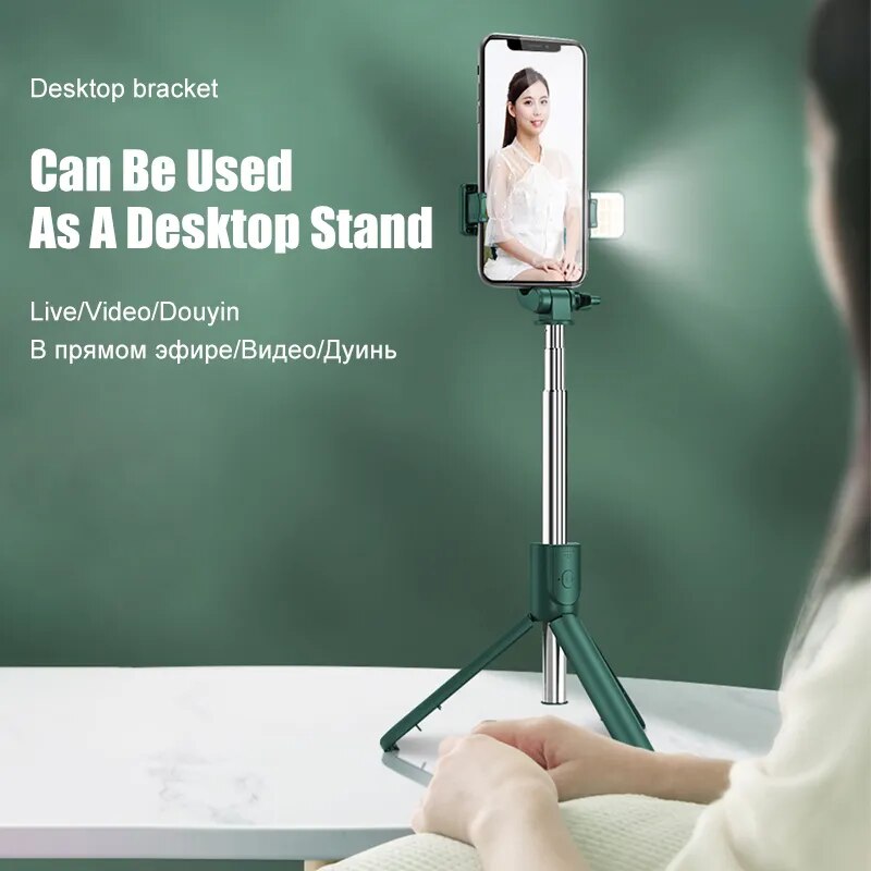 Soporte para trípode con palanca para Selfie antivibración para teléfono, obturador Universal multifuncional con Bluetooth, Control remoto, varilla telescópica de disparo