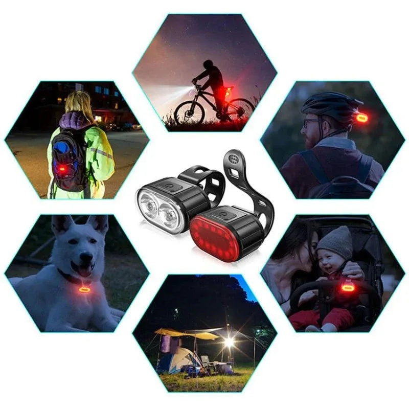 Luz trasera de bicicleta, lámpara frontal para bicicleta, luz trasera de bicicleta recargable, faro Ultra brillante, luz trasera intermitente de seguridad en ciclismo MTB