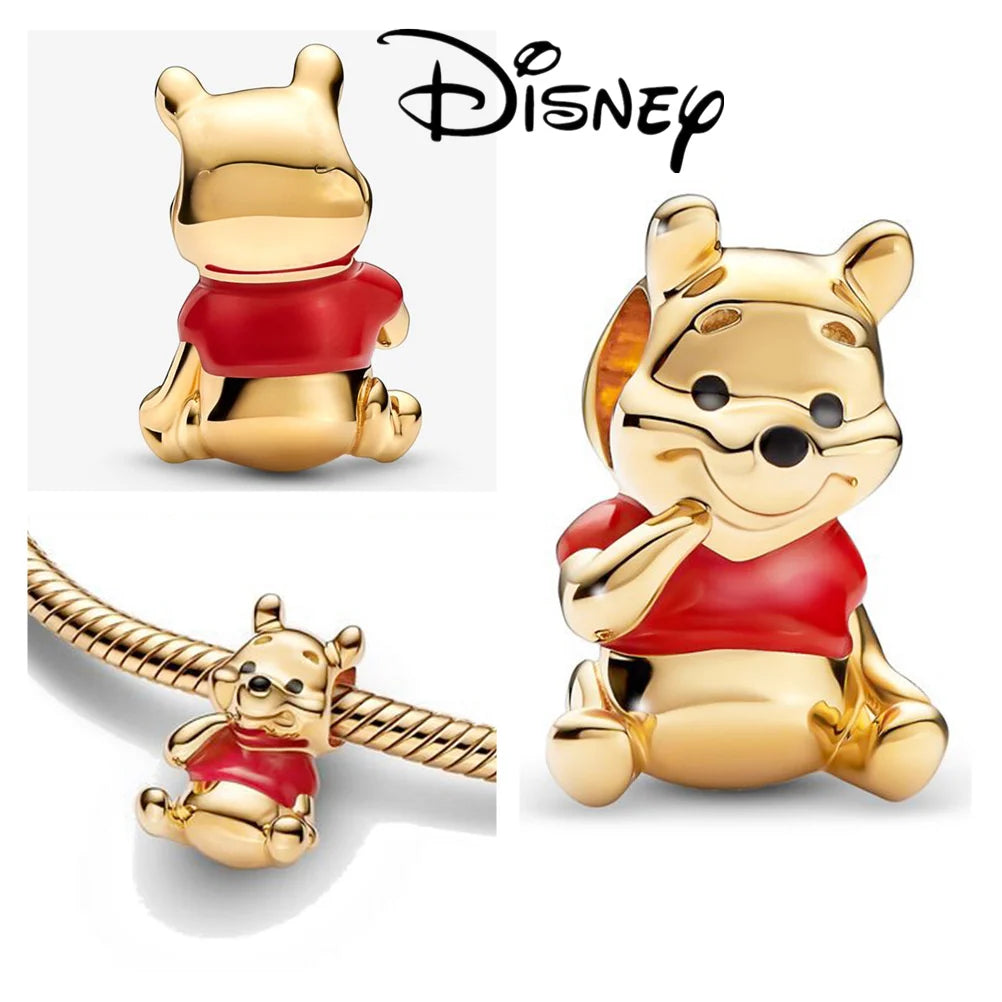 Aoger Disney-abalorio de oso Winnie The Pooh de Plata de Ley 925, compatible con pulsera Pandora Original para mujer, fabricación de joyas, regalo