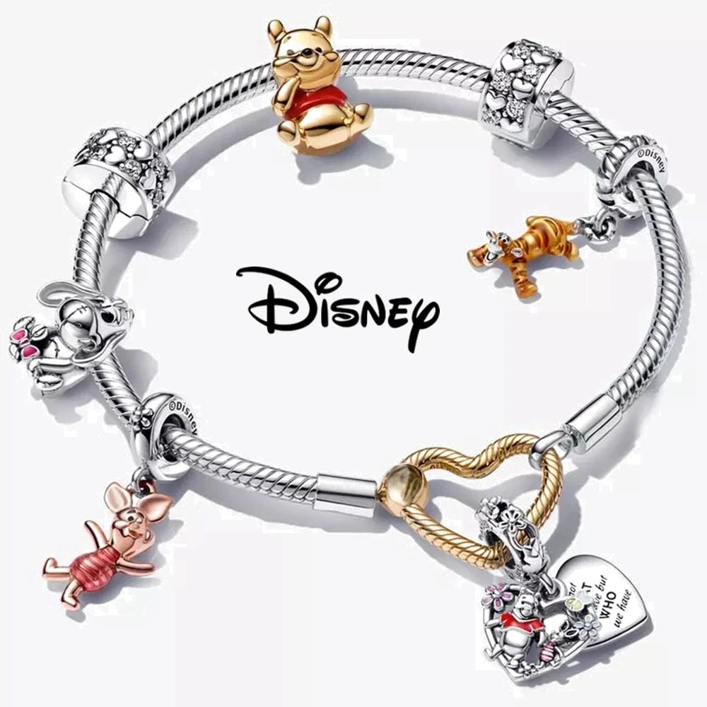 Aoger Disney-abalorio de oso Winnie The Pooh de Plata de Ley 925, compatible con pulsera Pandora Original para mujer, fabricación de joyas, regalo