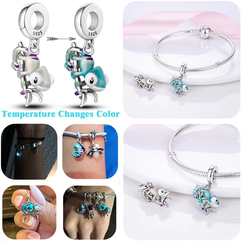 Cuentas luminosas de Plata de Ley 2023 para mujer, abalorios de gatito y mal de ojo compatibles con pulsera Pandora, joyería artesanal, regalo colgante, novedad de 925