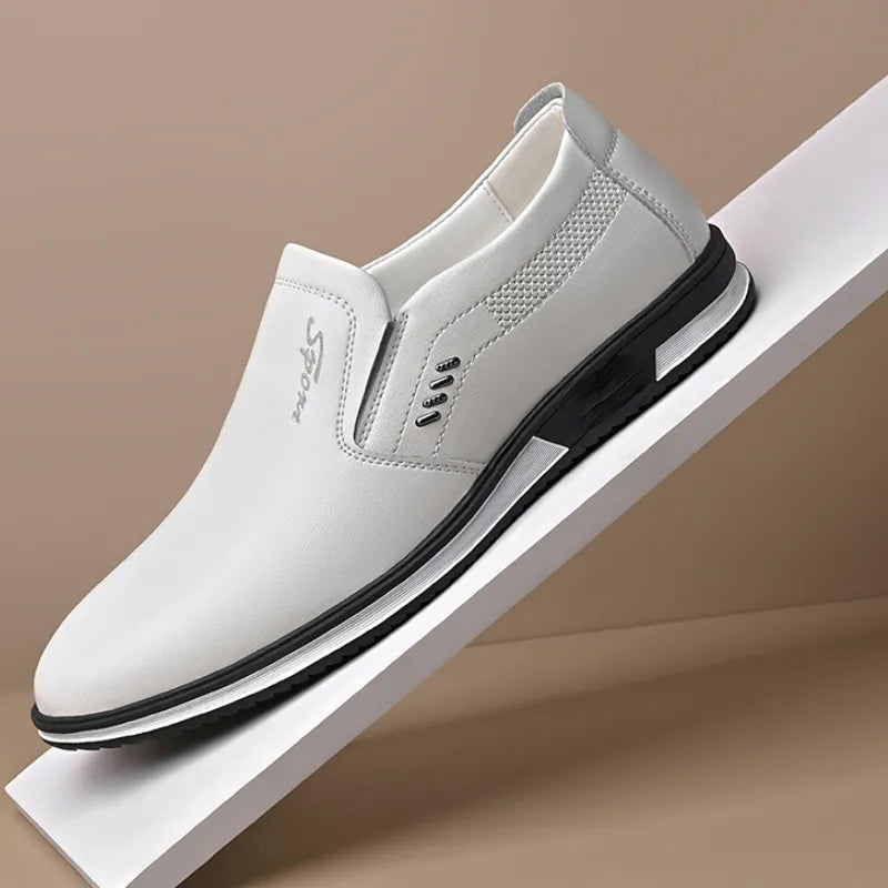 Zapatos de cuero blanco Para Hombre, mocasines informales de estilo británico a la moda de gran tamaño, zapatos vulcanizados Para caminar, zapatos Para Hombre