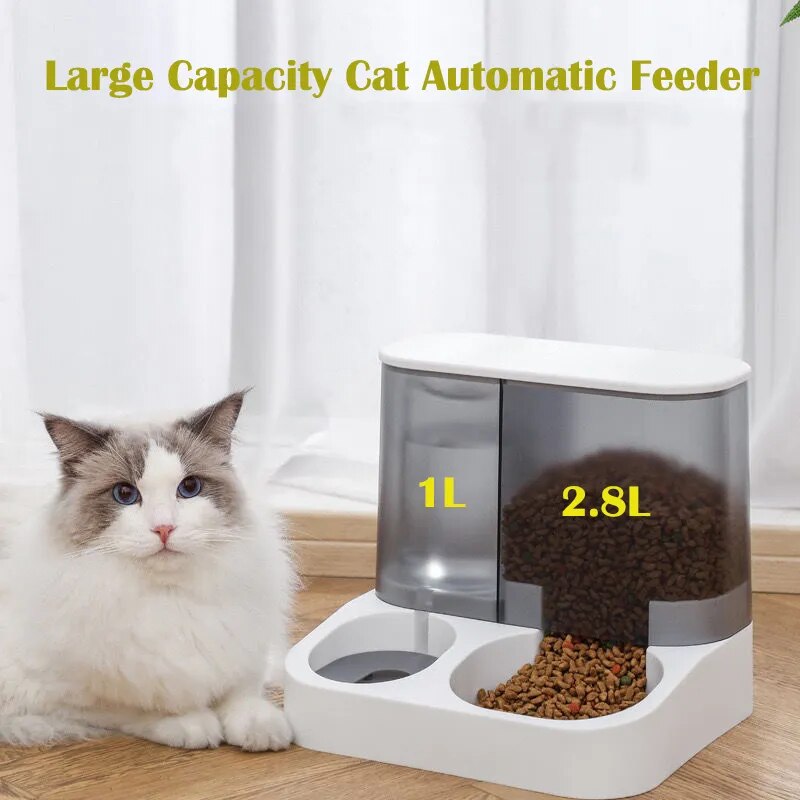 Alimentador automático de gran capacidad para gatos, dispensador de agua, separación en seco y húmedo, contenedor de comida para perros, tazón de agua potable, suministros para mascotas