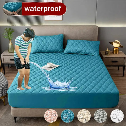 Funda de colchón impermeable con relleno grueso, funda de cama de tela cómoda, juego de sábanas de lino, Protector de colchón para el hogar,varias medidas