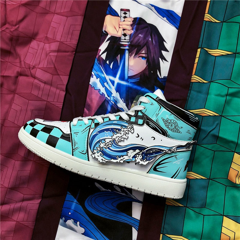 Zapatos de Anime para hombre y mujer Demon Slayer, zapatos de Anime para hombre, zapatillas de deporte de Anime con dibujos animados de Tanjirou, Cosplay, Zapato de caña alta informal para mujer y hombre, zapatillas para correr