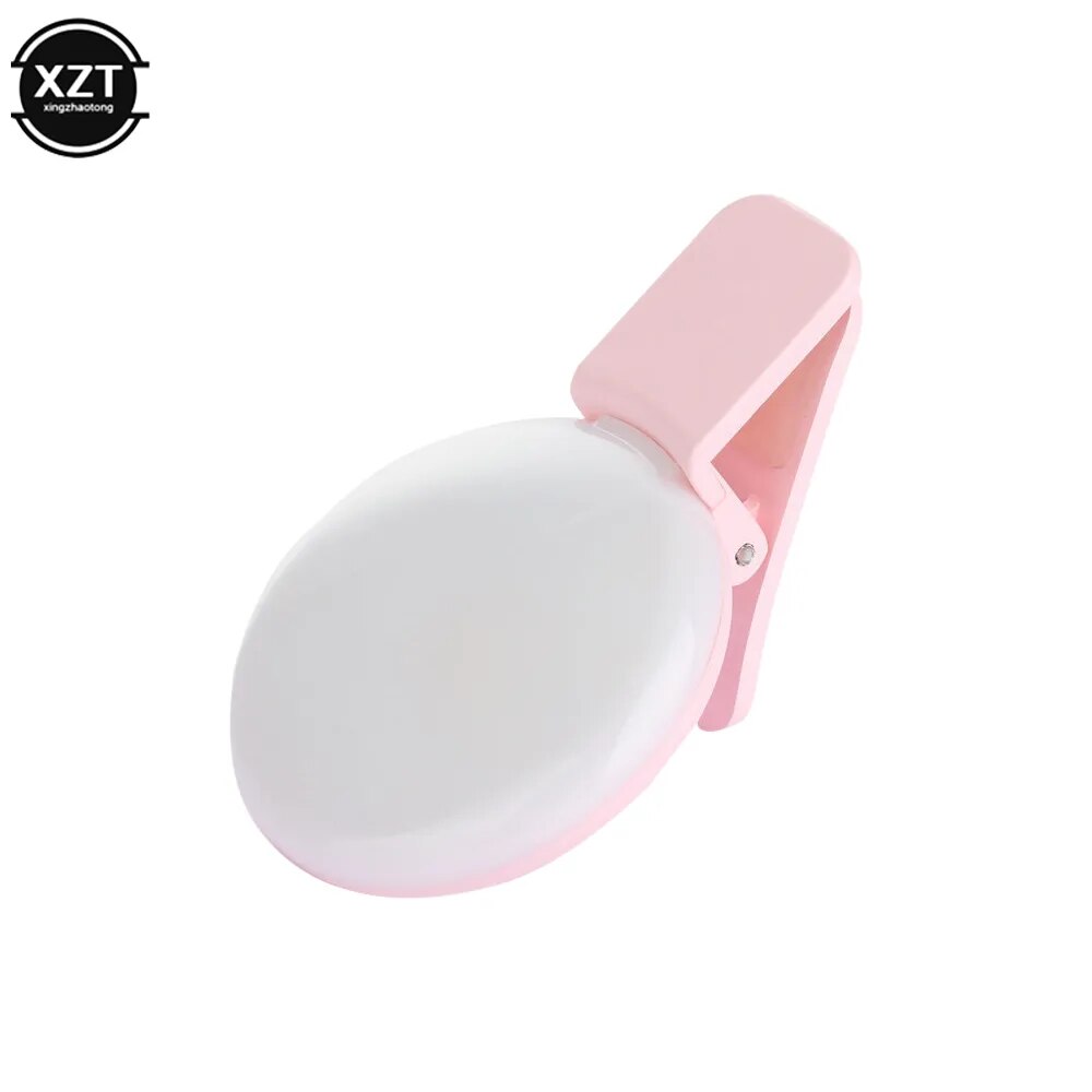 Mini anillo de luz LED para Selfie, luz Flash para lente de teléfono, Clip recargable por USB, lámpara de relleno para teléfono móvil, luces para Selfie para mujer