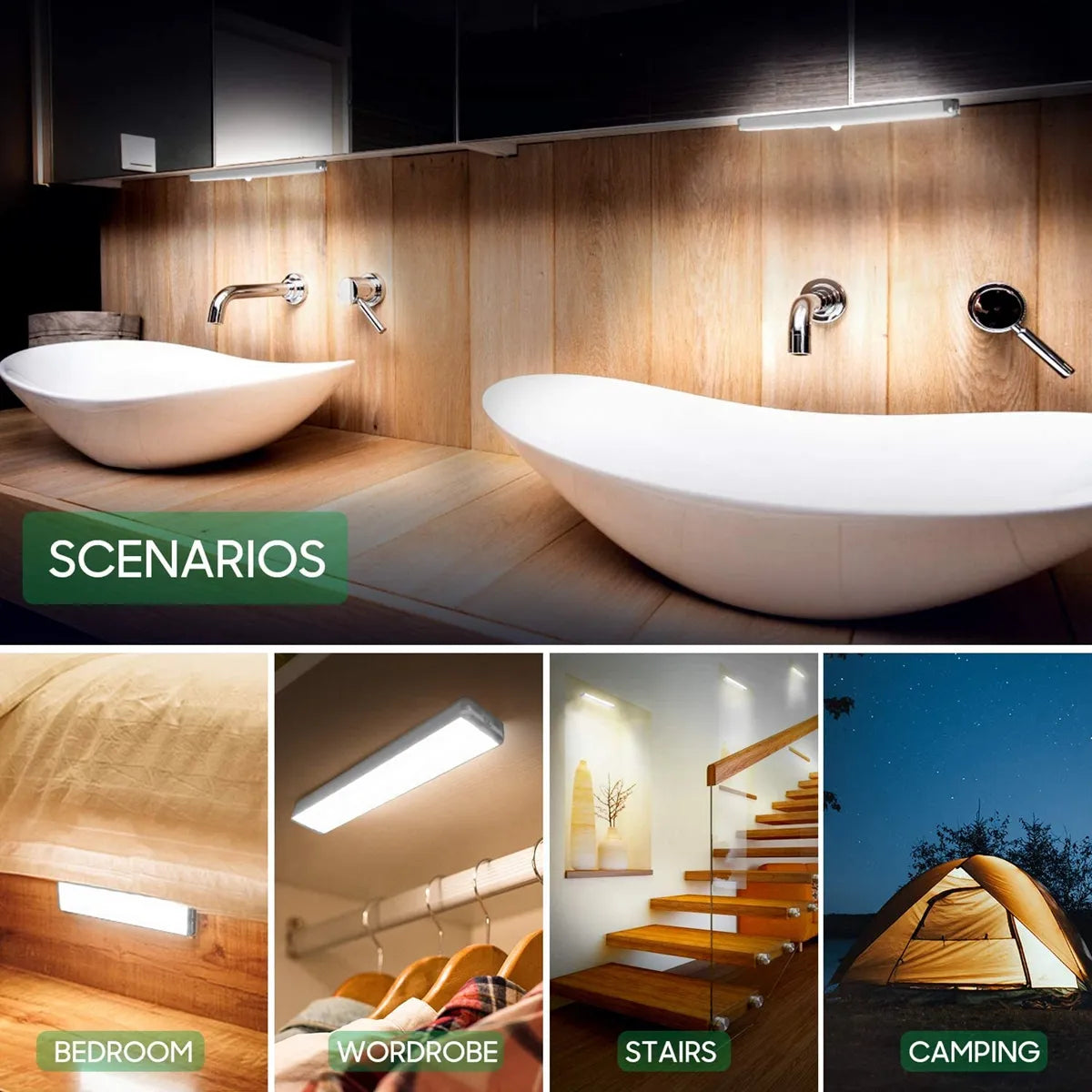 Luz LED , Sensor de movimiento recargable por USB, luz para armario, iluminación para cocina y dormitorio, lámpara de pared para Cocina