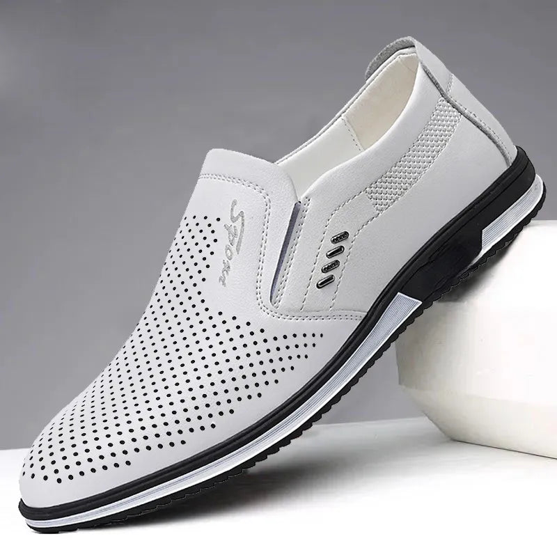 Zapatos de cuero blanco Para Hombre, mocasines informales de estilo británico a la moda de gran tamaño, zapatos vulcanizados Para caminar, zapatos Para Hombre