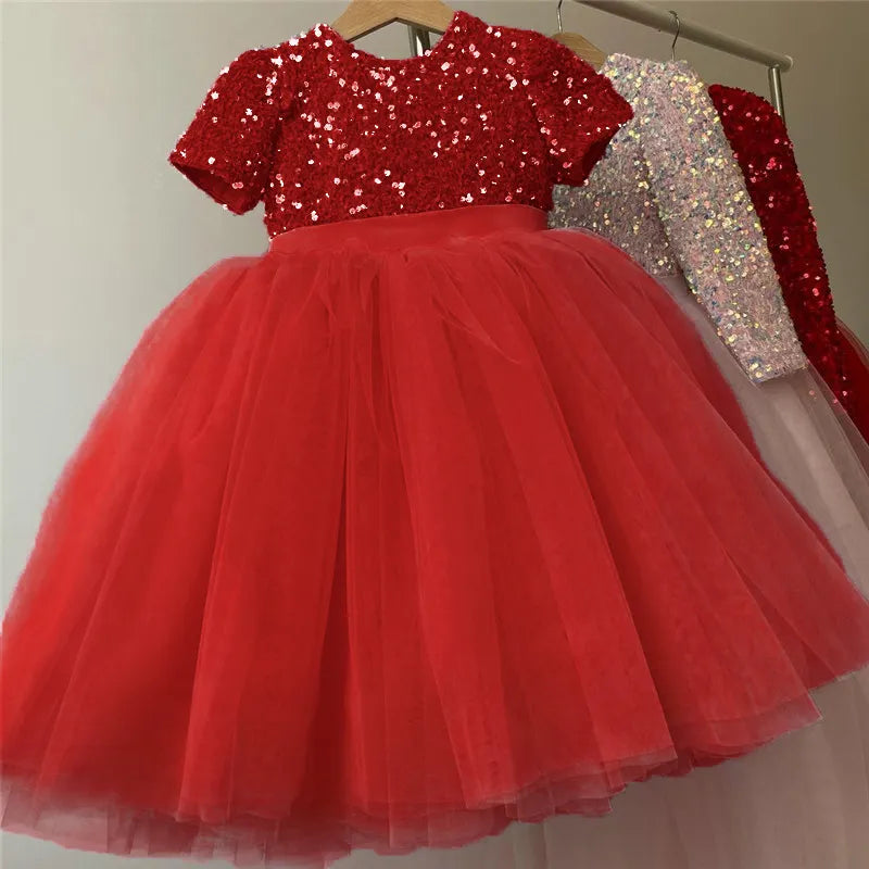 Vestido de princesa para niñas de 3 a 8 años, tutú de encaje con lentejuelas, tutú para fiesta de boda, vestido esponjoso para niñas, Vestidos formales de noche para desfile