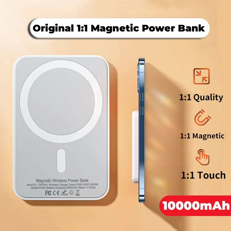 Banco de energía magnético Original de 15W, cargador inalámbrico portátil Macsafe para iPhone 12, 13, 14, 15 Pro Max, batería externa