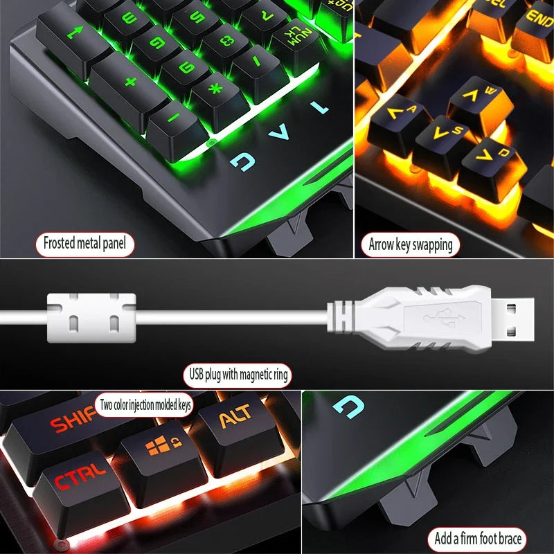 Combinación con cable GX2, teclado y ratón con sensación mecánica de 104 teclas, cubierta para teclado y ratón con retroiluminación RGB impermeable reemplazable,