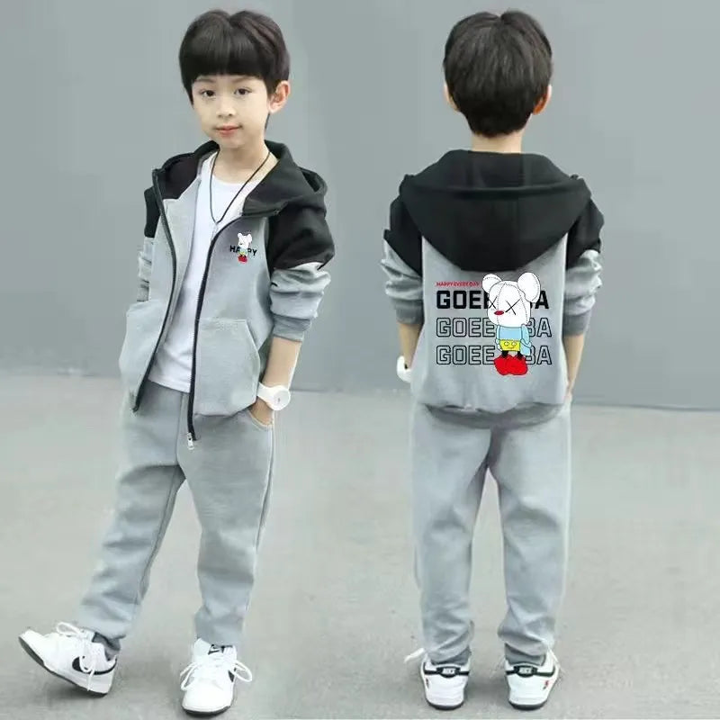 Conjunto de ropa para niños de 3 a 12 años, sudaderas con letras, abrigos y pantalones, chándal de 2 uds., regalo para niño, novedad de primavera y otoño de 2023