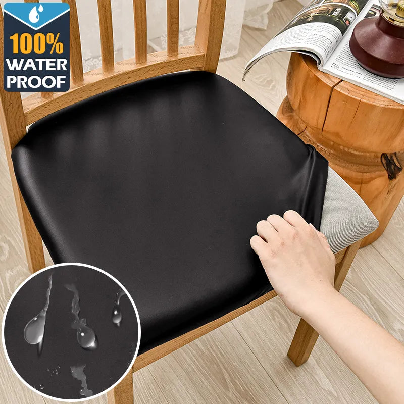 Funda de cojín cuadrada de cuero PU para silla, fundas impermeables para asiento de comedor y cocina, fundas para cojines de asiento de silla de comedor extraíbles