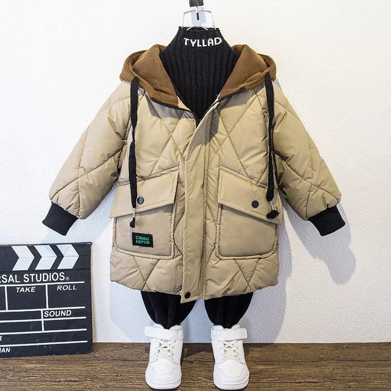 Abrigos de invierno para niños y adolescentes, chaqueta cálida de terciopelo para niños, ropa de abrigo con capucha y cremallera a la moda para niños de 4, 6, 8, 10, 12 y 14 años, novedad de 2023