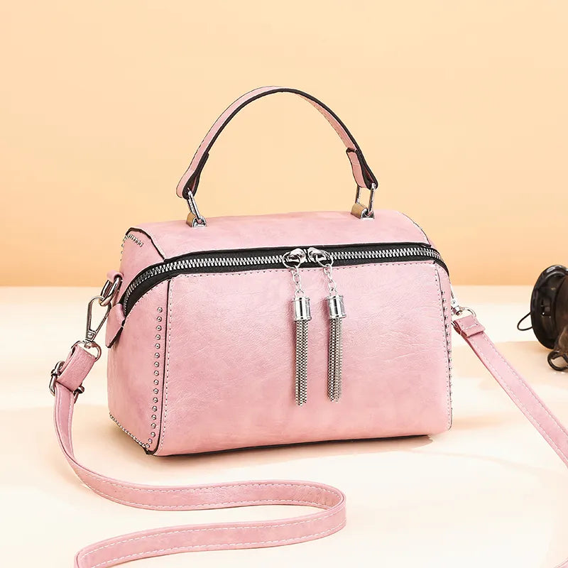 Bolsos de cuero  para mujer, bolso femenino con remaches a la moda, bolsos cruzados Multicolor de alta capacidad para mujer, nuevo bolso de hombro de lujo