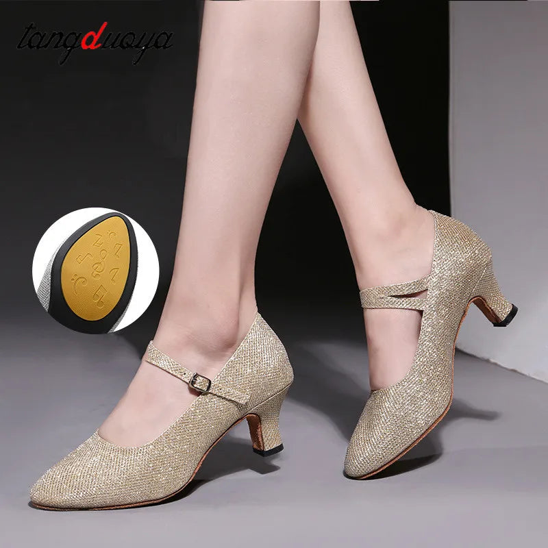 Zapatos de vestir talla pequeña para Mujer, Zapatos de vestir para Mujer, Zapatos de Salsa con punta cerrada, Zapatos de tacón bajo, Zapatos de Baile  para Mujer de 5cm