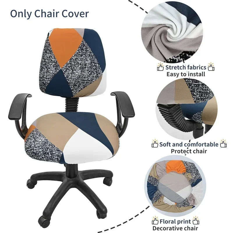 Split Funda para sillas para jugadores Silla de oficina fundas para Sillas para jugadores lavable Funda para asiento de ordenador Funda elástica giratoria 2 unid/set Funda alféizar