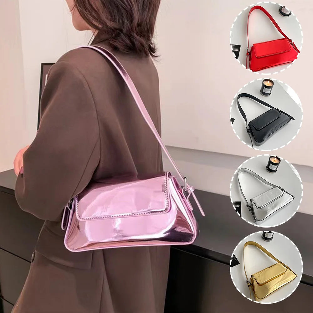 Bolso para mujer, bolsa para axila plateada, elegante, bolsos de hombro para mujer, bolsos de mano de fiesta, bolsos y bolsos de tendencia para mujer 2023