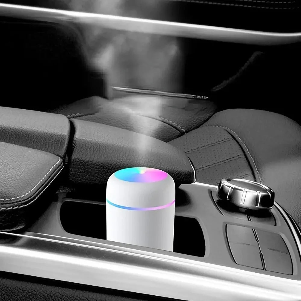 Humidificador de aire de 300mL con luz nocturna colorida, Mini pulverizador de niebla H2O portátil, Humificador de niebla fría eléctrico Usb para el hogar y el coche