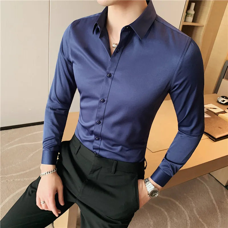 Camisas De Hombre ,Camisas De manga larga para hombres ropa 2023 ropa Formal De negocios Camisa Social Masculina Slim Fit Chemise Homme,varios colores