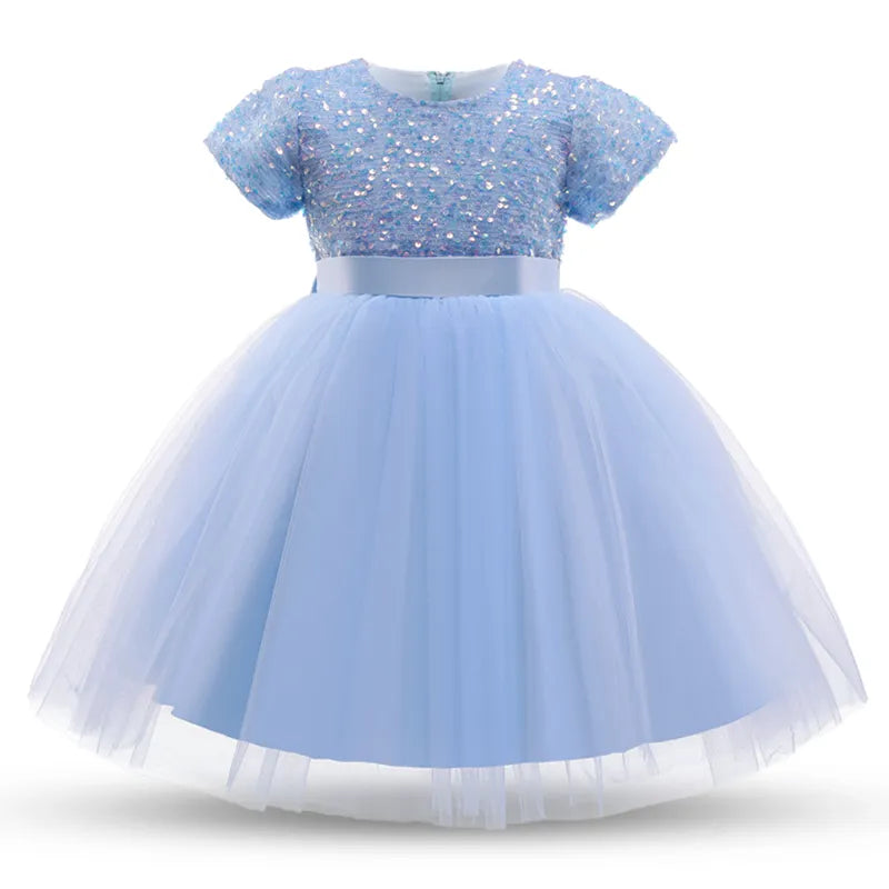 Vestido de princesa para niñas de 3 a 8 años, tutú de encaje con lentejuelas, tutú para fiesta de boda, vestido esponjoso para niñas, Vestidos formales de noche para desfile