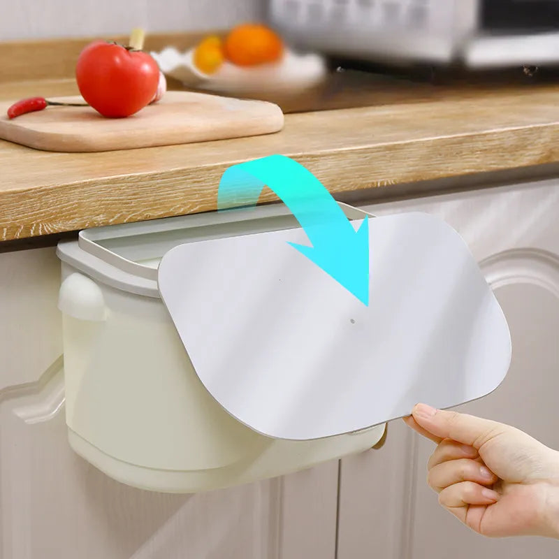 Cubo basura colgante para puerta de armario, reclaje de cocina de gran capacidad, cubo de basura montado en la pared para baño con tapa