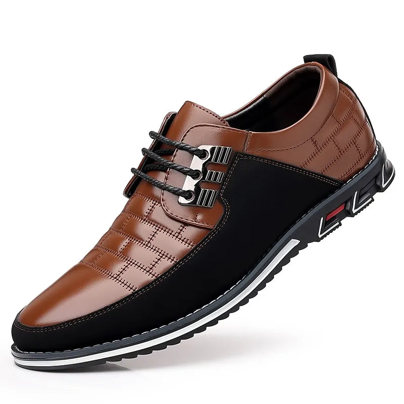 Zapatillas de deporte para hombre, mocasines informales con cordones clásicos de marca a la moda, zapatos de cuero Pu, zapatos de negocios transpirables negros, 2023