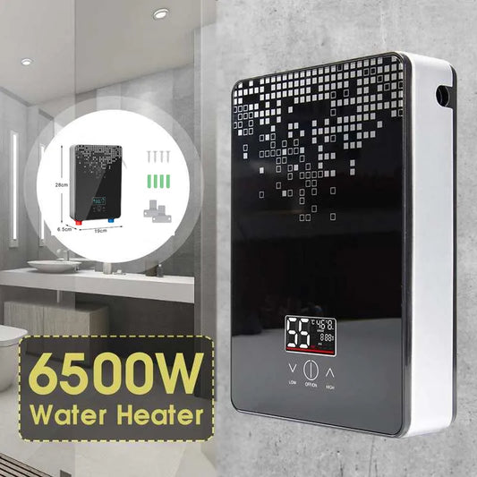 Calentador de agua caliente eléctrico de 6500W y 220V, caldera instantánea sin depósito, conjunto de ducha sin depósito para baño, termostato seguro, automático inteligente