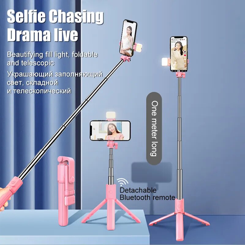 Soporte para trípode con palanca para Selfie antivibración para teléfono, obturador Universal multifuncional con Bluetooth, Control remoto, varilla telescópica de disparo