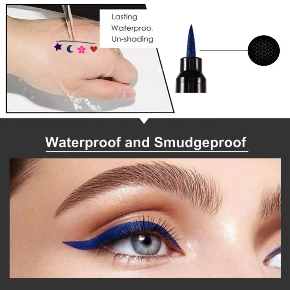 4 Uds delineador de ojos líquido  y sello  dibujo , delineador de ojos de doble punta lápiz de secado rápido impermeable a prueba de sudor herramientas de maquillaje de larga duración cosméticos