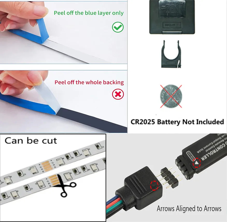 Tira de luces Led USB RGB 5050 2835, luz LED con Bluetooth recortable  y adesiva con control por aplicación o mando , cinta de lámpara Flexible, cinta de diodo, Luces de fondo para TV, decoración de habitación