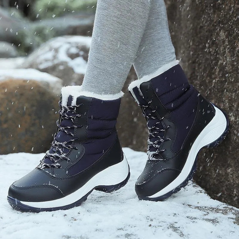 DeWaterproPlush Botas de tobillo cálidas para Mujer Zapatos de invierno botines