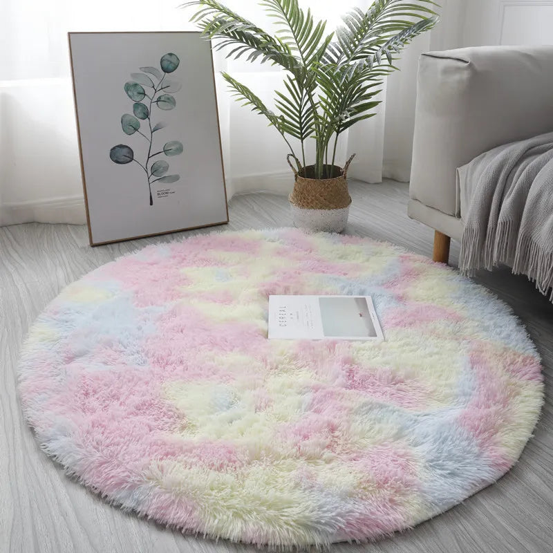 Alfombra redonda de felpa, alfombras blancas esponjosas para sala de estar, decoración suave para el hogar, dormitorio, habitación de niños, salón, alfombra de pelo grueso