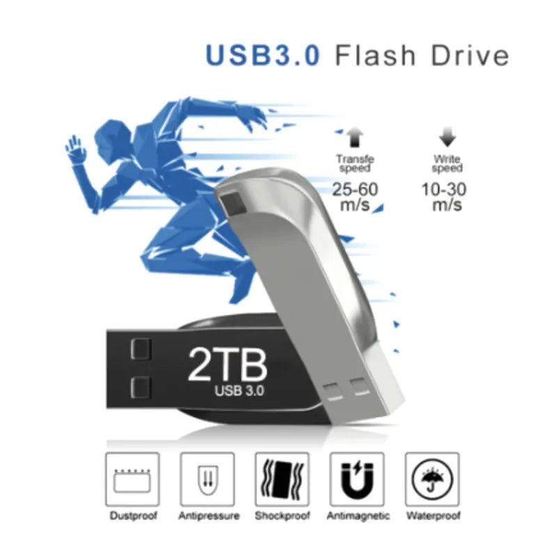 Pendrive USB 3,0 de Metal, unidades Flash USB de 2TB, Pendrive de alta velocidad de 1TB, disco Flash USB resistente al agua, nuevo adaptador de TYPE-C actualizado de 512G