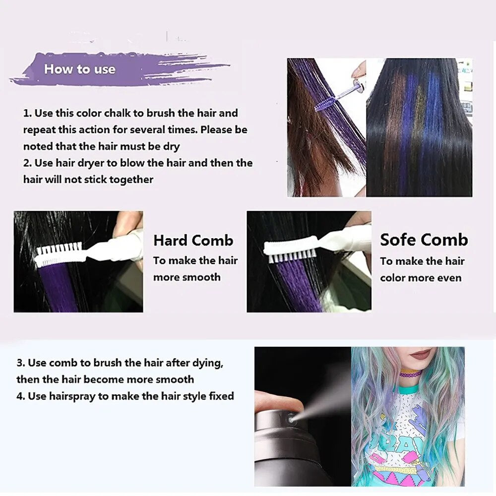 13 colores, tinte de Color de cabello único, temporal, no tóxico, DIY, máscara de Color para el cabello, crayones de tinte para el cabello lavables de una sola vez